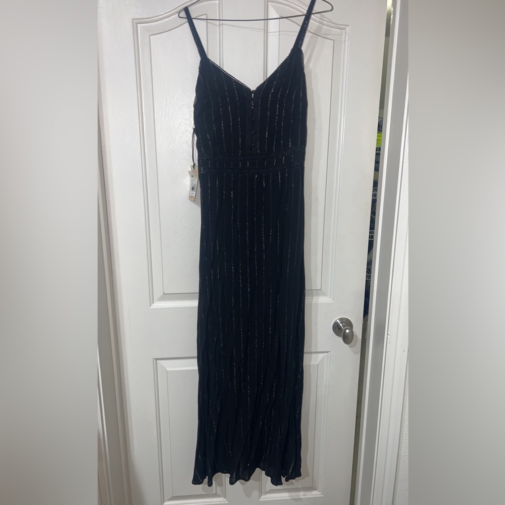 Idyllwind Women’s Metallic Stripe Black Maxi Dress.